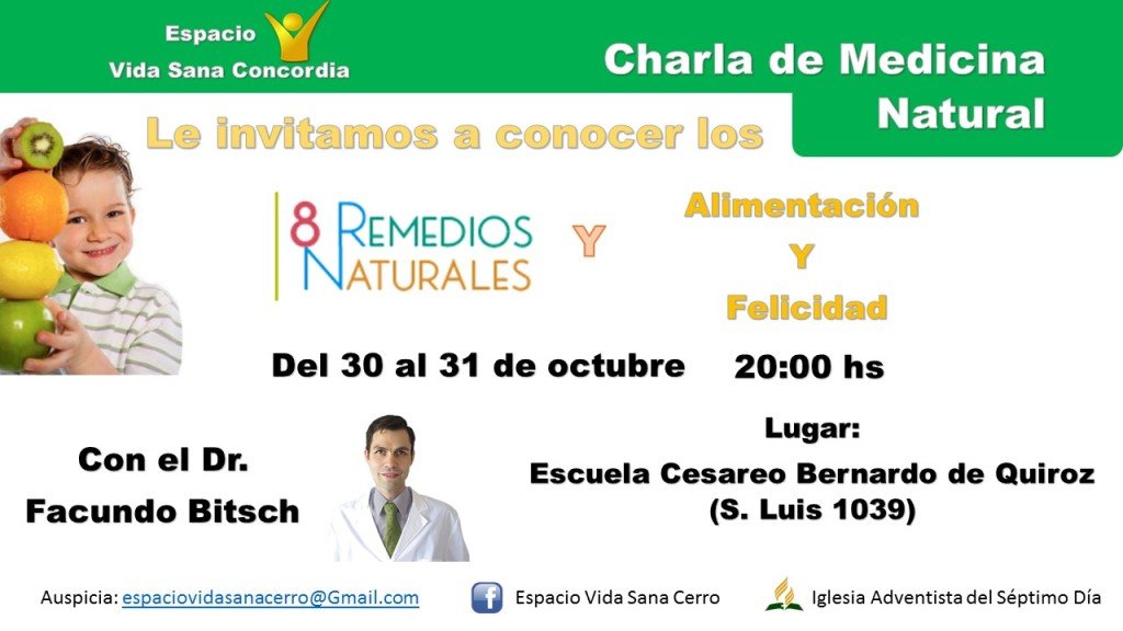 Evento Charla de salud Facundo Bitsch medicina integral natural Concordia Argentina